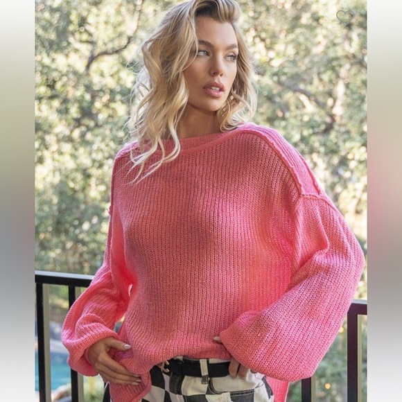 46 Barbie pink balloon sleeve oversized sweater | S M L | - Picture 6 of 8